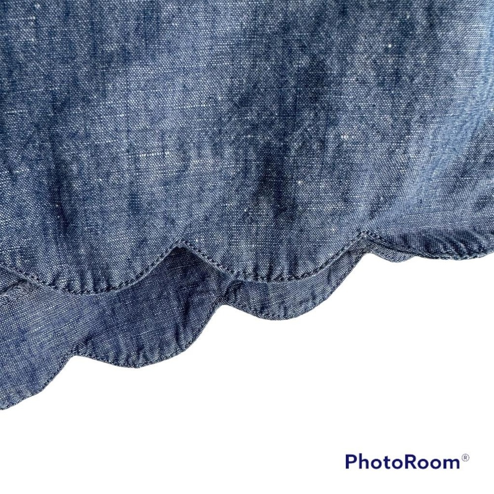 LOFT The Riviera Chambray Scalloped Ladies Linen Blend Casual‎ Shorts, 10 - Picture 6 of 7